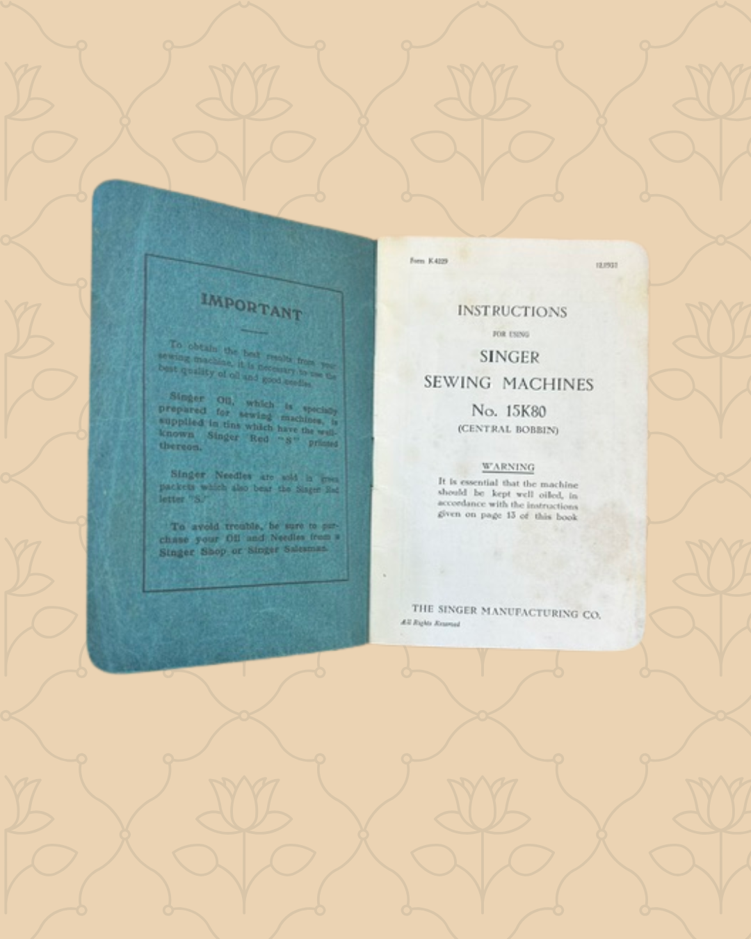 Vintage Singer 15k Original Sewing Manual