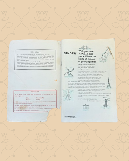 Singer 478/498 Manual