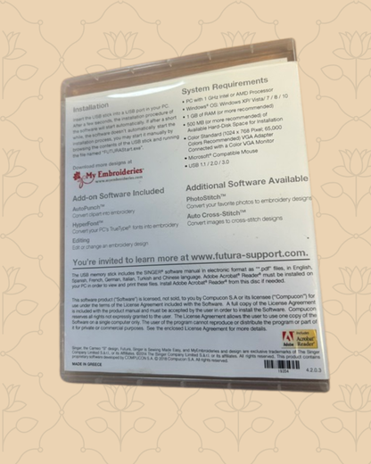 Singer Futura XL580 Embroidery USB Stick