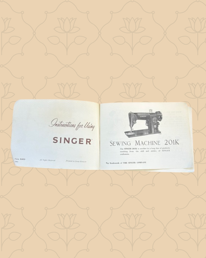 Vintage Singer 201k Original Sewing Manual V2